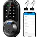Veise RZ07 Fingerprint Smart Lock, 7-in-1 Smart Locks for Front Door, Keyless Entry Door Lock with App Control, Biometric Electronic Touchscreen Keypad Deadbolt, Matte Black