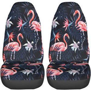 Pink Flamingo Car Seat Covers Universal 2 Pcs Auto Front Seat Cover Fit Most Cars,SUV,Sedan,Trucks