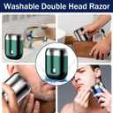Mini Electric Shaver for Men, Upgrade Pocket Dual Head Shaver, Pocket Size Portable Razor USB Close Battery Rechargeable Waterproof Compact Electric Razor for Car, Travel, Office, Home Use (Gray)