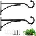 11 Inch 2 Pack Heavy Duty Plant Hangers Outdoor, Metal Plant Brackets for Hanging Baskets, Plant Wall Hooks for Bird Feeders, Wind Chimes & Lanterns, Premium Metal Hooks Matte Black, 30lbs Capacity