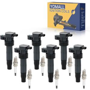 6PCS UF546 Ignition Coils + 6PCS 7854 Iridium Spark Plugs Ignition Coils Pack Fits for 2006-2011 Azera, 2006-2010 Sonata, 2006-2014 Sedona 3.3L 3.5L 3.8L, Coil Pack Set Aftermarket Parts