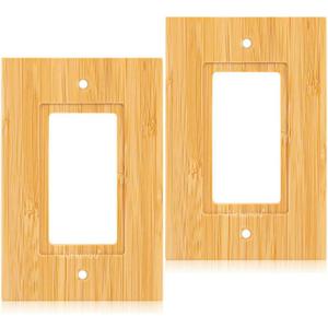 2PC Solid Wood Outlet Covers Light Switch Plate 4.8" X 3.14" Bamboo Switch Plates And Outlet Covers Light Switch Cover Single Rocker Decorative Quality Raw Wooden Wall Plate