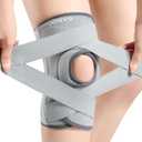 JOMVD Knee Brace for Knee Pain, Meniscus Tear, Adjustable Knee Support with Side Spring Stabilizers for ACL,Meniscus Tear, Arthritis, Patella Stability, Knee Pain Relief, Women and Men,Large (Gray, L)