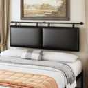 Queen Size Headboards Wall Mounted Bed Headboard with Only Black Hanging Head Boards, Industrial Pipe for Bedroom (Black, Queen)