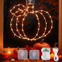 YOUNGAR Thanksgiving Window Lights,75Led Battery/USB Operated Pumpkin for Fall Decor, 8Modes Timer for Home Indoor, Autumn, Glass Wall,Porch,Outdoor Decor (Orange)
