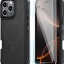 2 x SunStory Magnetic for iPhone 16 Pro Case with HD Screen Protector, Compatible with MagSafe, 3-Layer Heavy Duty Full-Body Cover, 3 in 1 Hybrid Protective Case for iPhone 16 Pro 6.3",Black