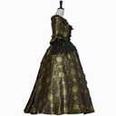 CosplayDiy Women's Queen Marie Antoinette Rococo Ball Gown Gothic Victorian Dress Costume Gold Black (Black, M)