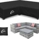 Kipiea Patio V-Shaped Sectional Sofa Cover, 420D Heavy-Duty Oxford Fabric Outdoor Sectional Cover with 6 Windproof Buckles, Anti UV and No Tears, No Fading (70"/70" L x 33.5" D x 31" H) Black