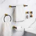 Bathroom Hardware Set 24 Inch, Black Gold Towel Bar Set Including 24" Hand Towel Bars, Toilet Paper Holders, Towel Rings, Robe Towel Hooks