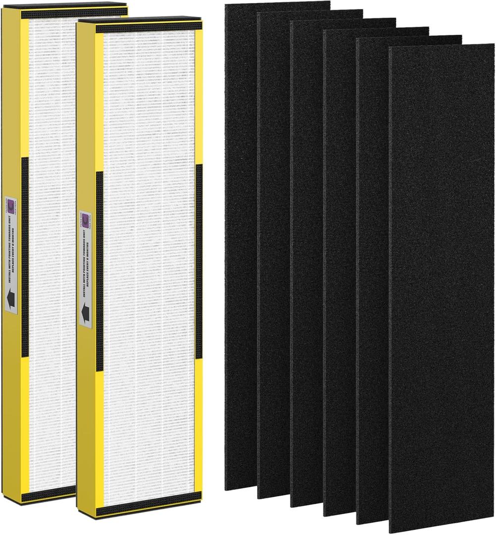 FLT5000 Filter C True HEPA Replacement Filter Compatible with AC5000, AC5000E, AC5250PT, AC5300B, AC5350B, CDAP5500 (with 6 Pack Activated Carbon Pre-Filters)