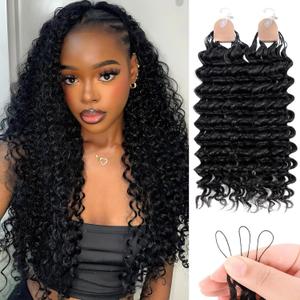 Miracle Knots Crochet Human Hair, Pre-Separated Deep Wave Crochet Hair for Black Women, Easy Install Hook Design, Invisible Natural Look, Lightweight No Itch, 50 Strands 60g 22 Inch