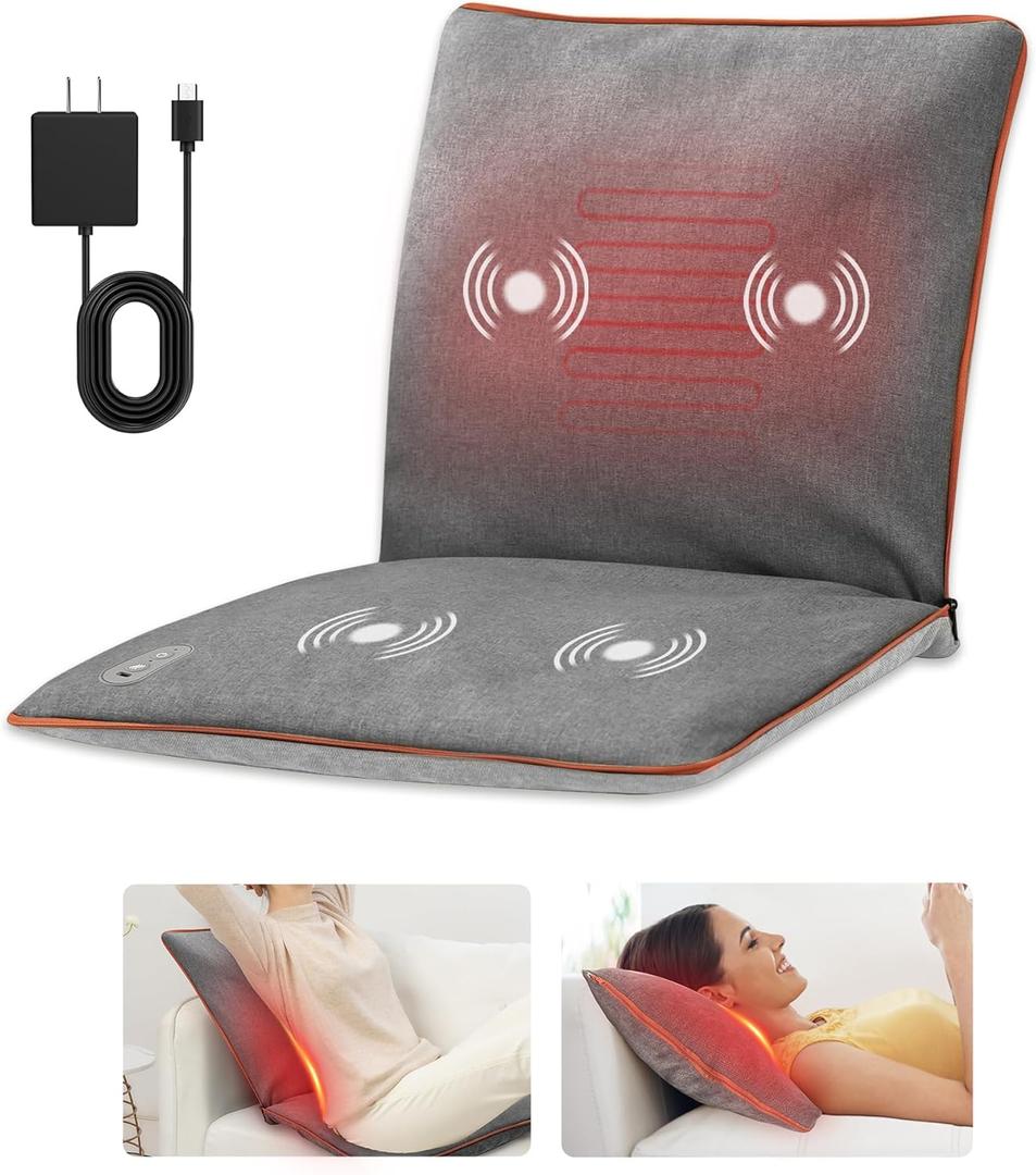COMFIER Massage Mat Pillow Pad, Heated Massage Chair Pad, Vibrating Massaging Heating Pad for Mom Women