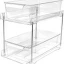 1Pack 2-Tier Bathroom Storage Organizer, Clear Under Sink Organizers Kitchen Vanity Counter Storage Container, Medicine Cabinet Drawers Bins, Pull-Out Organization with Track for Pantry