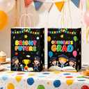 MOIZYNG 16PCS Kindergarten Preschool Graduation Gift Bags, Black Congrats Grad You Did It Paper Snack Treat Candy Goodie Bags with Handles for Boys Girls Kids Graduation Party Favors
