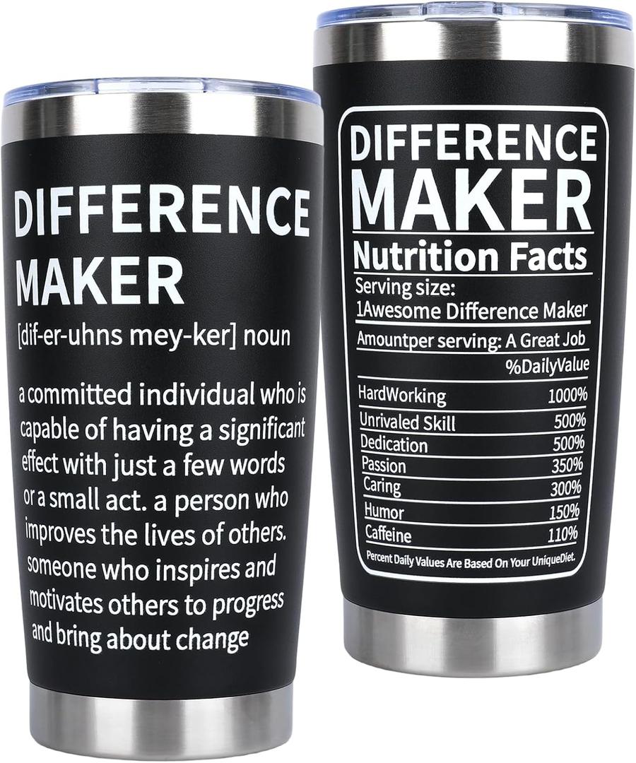 Difference Maker Gifts Cup Tumbler, Work Anniversary Employee Appreciation Gifts, Thank You for Men Women Teachers Bestfriend Boss Mugs Coffee, Inspirational Present for Coworkers Nurses Week