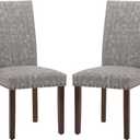 COLAMY Upholstered Parsons Dining Chairs Set of 2, Fabric Dining Room Kitchen Side Chair with Nailhead Trim and Wood Legs - Boho