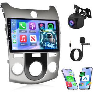 [4+64G] NHOPEEW Car Radio for Kia Forte 2009-2017 - Wireless Carplay and Android Auto - 9 Inch HD Touch Screen Android Car Stereo - EQ Audio/WiFi/GPS Navi/SWC/Bluetooth + AHD Backup Camera