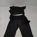CXXQ Sexy 2 Piece Outfits Off Shoulder Self Tie Crop Tops and Capri Legging Set Tracksuits Clubwear (Medium, Black)