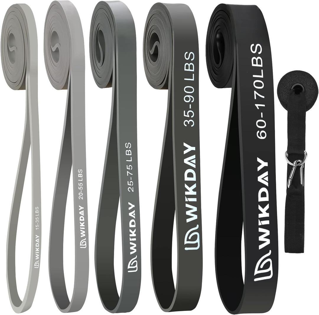 Resistance Bands, Pull Up Bands, Workout Bands for Exercise, Thick Heavy Resistance Band Set with Door Anchor, Elastic Bands for Body Stretching, Crossfit Training at Home/Gym Men & Women Women (Gray Color(15-175LBS))