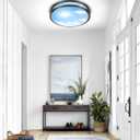 2 Pack 24W LED Ceiling Lights for Office Hallway Bedroom, 12 Inch Dimmable Flush Mount LED Ceiling Light Fixture, 6500K/5000K/4000K/3500K/3000K Adjusted Modern Lamps (Cloud Blue Sky Cover) (Black)