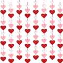 8 Pack Felt Heart Garland, Valentines Day Decorations-No DIY Red Pink White Heart Valentines Hanging String Banner for Anniversary Wedding Engagement Birthday Party