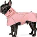 Reflective Dog Raincoat, Windproof & Waterproof Dog Rain Jacket, Adjustable Hooded Pet Poncho with Leash Hole for Dogs (Pink, Medium)
