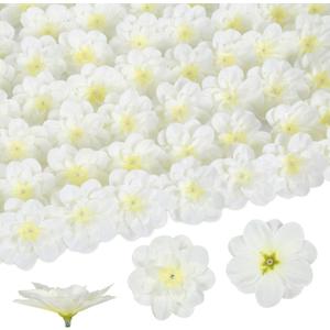 100PCS Delphinium Artificial Flower Heads 2.3" White Fake Flowers Bulk Cake Flowers for Crafts DIY Wedding Corsage Cake Garland Decor(White)