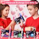 24 Pack Valentines Day Gifts for Kids Classroom Multicolor Ballpoint Pen with Valentines Day Cards for Kids School, Valentines for Kids Classroom Class Exchange Gifts Prize Party Favors for Boys Girls