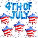 2 x 4th of July Balloons with Red White and Blue Star Balloons, Blue Mylar Letter Balloons for 4th of July Decorations, Party in The USA, Patriotic Decorations