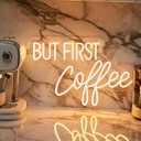 BUT FIRST Coffee Neon Sign - Adjustable Brightness LED Coffee Bar Sign for Cafe Shops, Home Bars, and Bedroom Decor, Modern Cafe Bar USB Powered