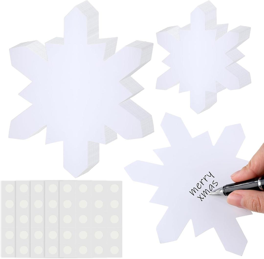 Harloon 100 Pcs Paper Cutout 5.5" 3.5" Classroom Bulletin Board Accents Cut Outs Kids DIY Craft Decoration with 100 Pcs Glue Point for School Home Party(Snowflake)