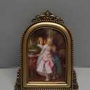 4x6 Ornate Arched Picture Frames,Vintage Gold Hand-Crafted Resin Photo Frame with Easel for Tabletop & Wall