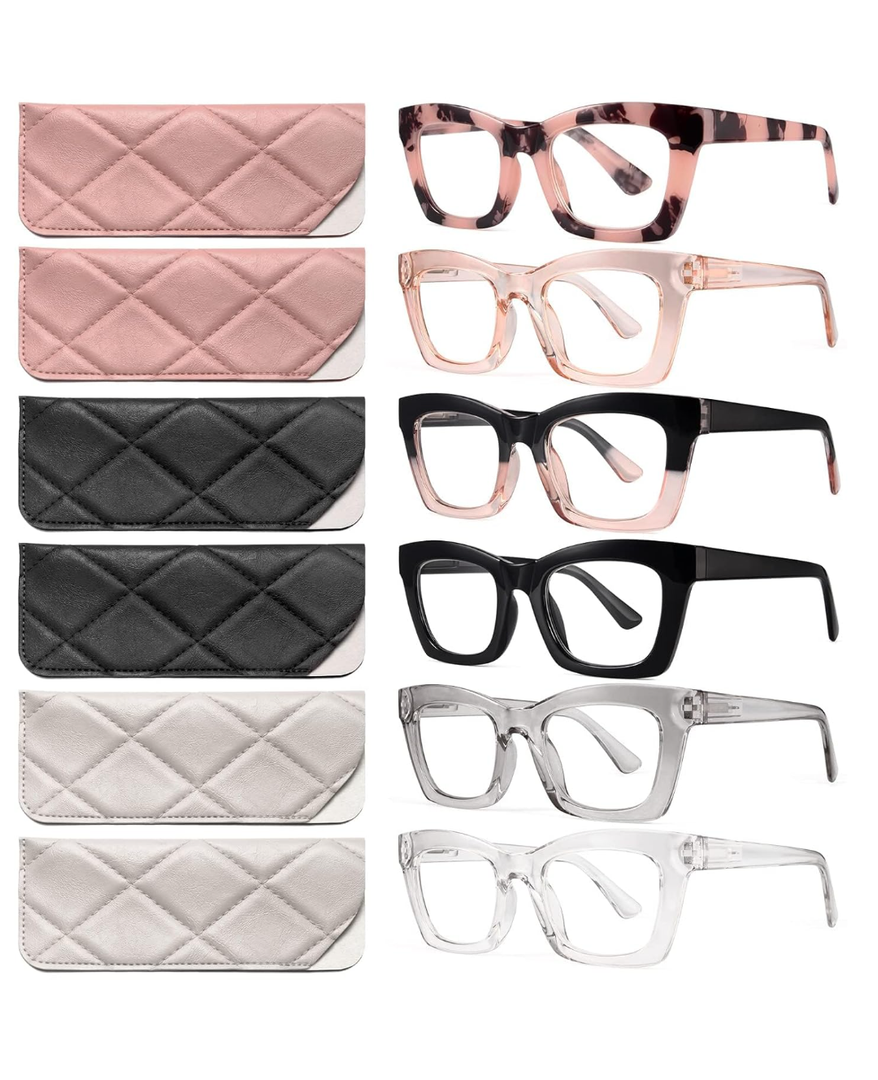 CCVOO Stylish Reading Glasses for Women, Eyeglasses, Blue Light Readers for Women, Computer Eye Glasses, Cheaters, +1.0