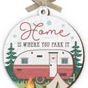 Camping Ornaments 2025, Camper Gifts for Women Men, Home is Where You Park It Wooden Ornaments for Christmas Decorations, Travel Gifts for Friends, Family, Exchange Ideas