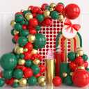 Christmas Balloons Garland Kit, 124pcs Red Green Gold Metallic Latex Balloons Arch for Christmas Party Decorations