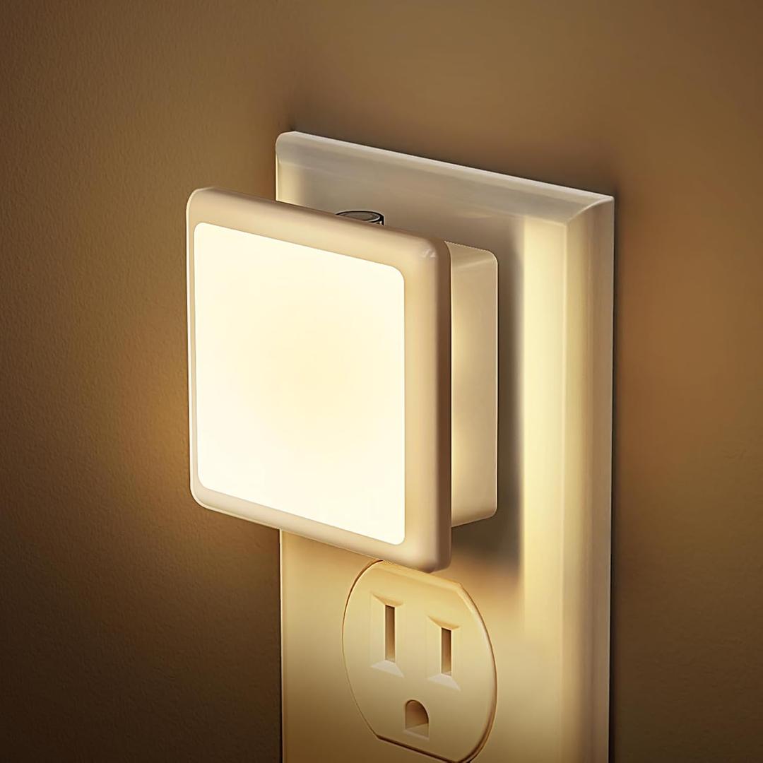 JandCase Night Lights Plug into Wall 2 Pack, Plug in Night Light with Dusk-to-Dawn Light Sensor, 3000K Soft White 0.3W, LED Nightlight for Bathroom, Adult, Hallway