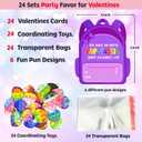 Figet Keychains Valentines Day Cards Gifts for Boys Girls Classroom Exchange, 24 Packs Valentines Day Figet Keychains with Cards for Kids School Party Favor