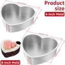 2Pcs Heart Shaped Cake Pan Set 8 & 6 Inch Aluminum Alloy Heart Cake Pan with Removable Bottom Cake Baking Pans for Brownies Cakes Cheesecake