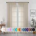 OWENIE Taupe Sheer Curtains 84 inches Long for Bedroom Living Room 2 Panels Set, Rod Pocket Solid Taupe Curtains, Soft Touch Elegant Voile Curtains & Drapes for Nursery, 42"x84", 2 Pcs