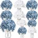 Mason Jars Flower Centerpieces, 10 Set Blue White Hydrangea Mason Jars Table Centerpieces Decor Glass Flowers Jars for Home Party Wedding Bridal Shower Graduation Boho Decorative