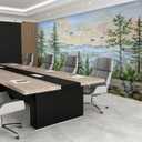 Wall Mural Green Forest Wallpaper Peel & Stick Nursery Wallpaper Pine Trees Mountains Birds Rocks Watercolor Removable Self-Adhesive Large Wall Sticker Wall Decor for Bedroom Living Room 100"x144"