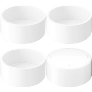 4" PVC End Cap for SCH40 Pipe (Fits 4.50" OD), Heavy Duty White Pipe Cap for Plumbing Irrigation DIY Furniture, 4 Pack