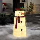 Christmas Stacked Snowman Decorations, 3 Fit Pre-Lit Snowman with 75 LEDs Light Up Christmas Night, Christmas Decoration Suitable for Indoor, Outdoor, Courtyard, Garden