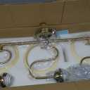 KCO Lighting Brushed Gold Gooseneck Sconce Mid Century Modern Bathroom Vanity Light Vintage Brass Wall Sconce 3 Light Glass Vanity Light, 29.5" x 14" x 9.6"
