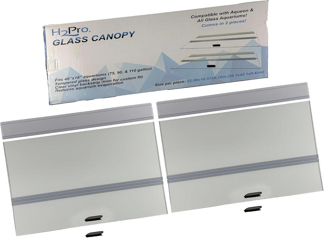 H2Pro Glass Canopy Aquarium Lid for Fresh & Saltwater Fish Tanks (A48GT for Aqueon 75/90 / 110 Gallon Aquariums)
