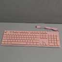 SEUNKWANG Wired Computer Keyboard with White Backlit, Aesthetic Full Size Wired Keyboard with Pudding Keycaps, Aluminum Alloy Metal Panel, Quiet Keyboard for Office Women, Work, PC-Pink