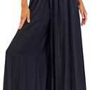 R.Vivimos Women's Wide Leg Lounge Pants Elastic High Waisted Drawstring Tie Casual Flowy Palazzo Pants Trousers with Pockets Small