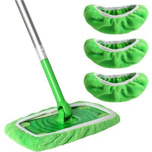 3 Pack Reusable 100% Coral Fleece Mop Pads Compatible with Swiffer Sweeper, Wet and Dry Flat mop Cover, Washable Pads Refills for Hardwood/Surface Floor Cleaning (Mop is Not Included)