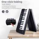 ADM 61 Key Folding Electric Piano Keyboard, Foldable Electronic Keyboard, Wireless 128 Tones, 128 Rhythms Includes Pedal, Gig Bag, Headphones for Beginners, Students, Teenagers, Adults, Black