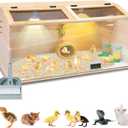 Large Chicken Brooder Box 32", Thickened Pre-Drilled Holes Brooder Box for Chicks with Heat Lamp, Waterer, Feeder, Hygrothermograph, Instruction Manual, for Chick, Quails, Hamsters, Up to 16 Chicks